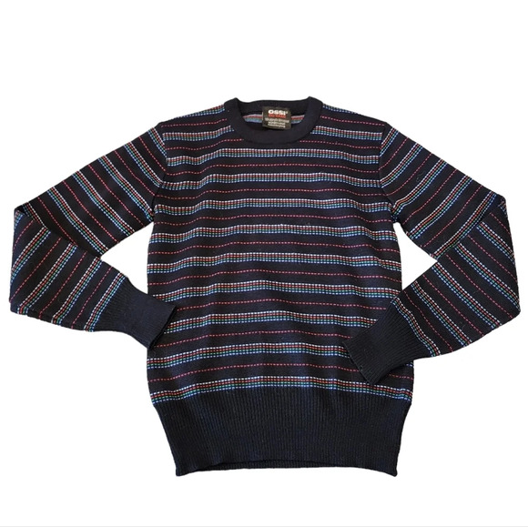 VTG OSSI skiwear wool-blend striped knit sweater - Picture 1 of 13